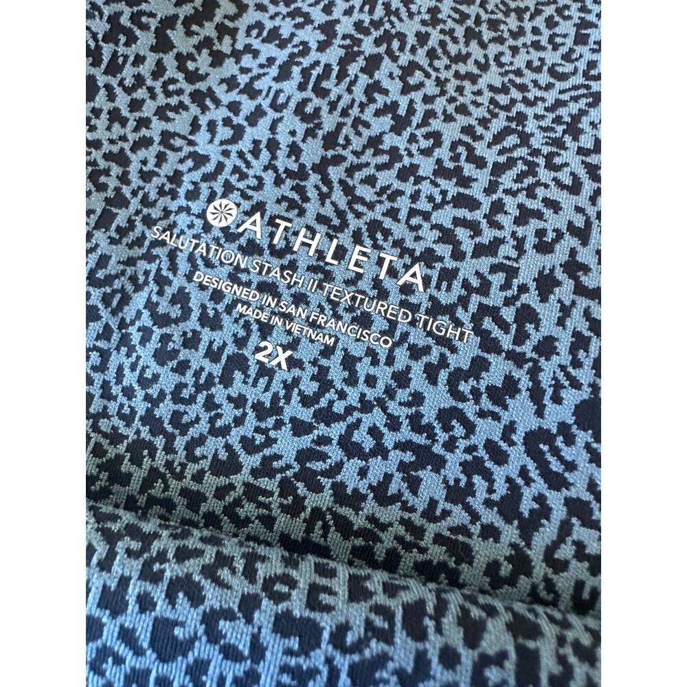 Athleta Salutation Stash Pocket II Textured 7/8 Tight Blue Cheetah Plus Size 2X - Picture 5 of 12